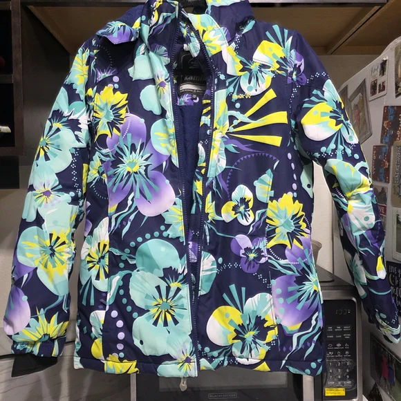 Kamik Kids Puffer Jacket - Navy and Floral - Picture 12 of 14